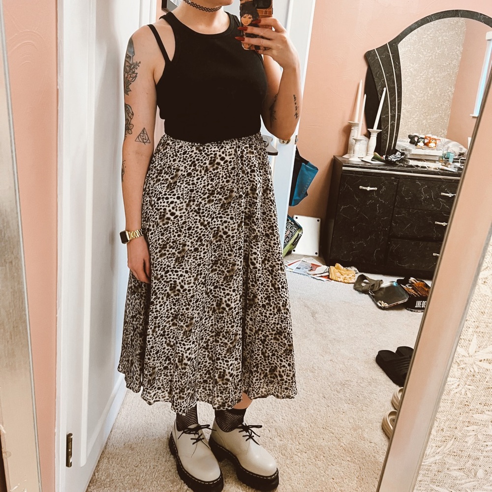 Animal print midi skirt